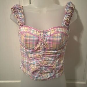 SO Top Sweetheart Top Gingham pink purple.